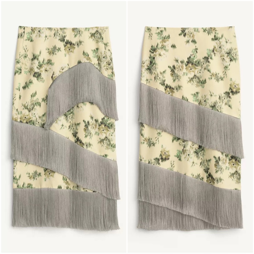 ❗️BLOGGERS FAVORITE❗️ZARA LIMITED EDITION FLORAL FRINGE SKIRT - Picture 10 of 16